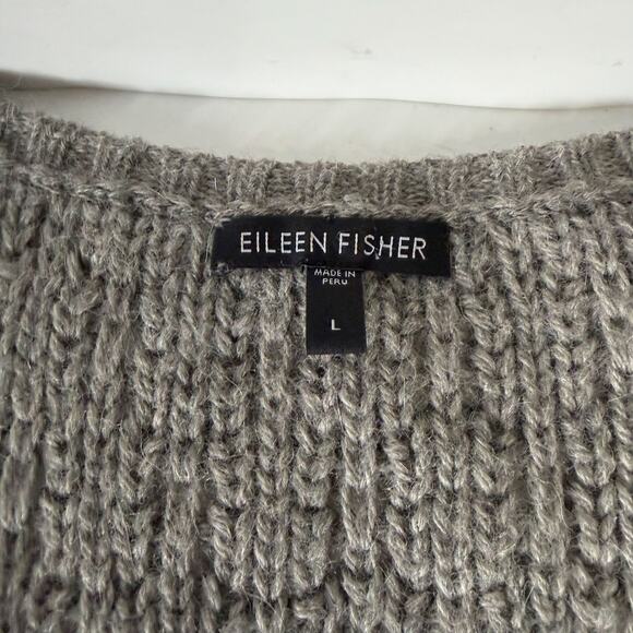 EILEEN FISHER 100% Baby Alpaca Soft Scoop Neckline Sweater in Gray Size L - Picture 11 of 13